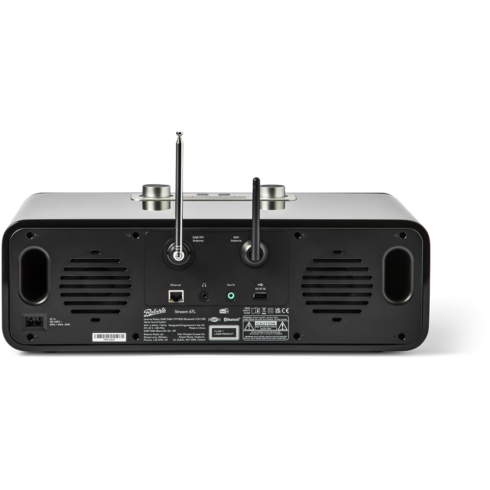 Roberts Stream 67L Bluetooth Sound System with CD Player and Internet DAB+ Radio - Black